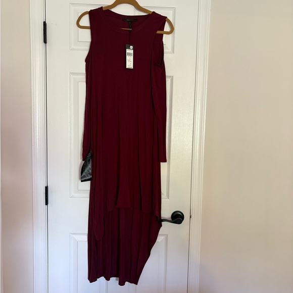 BCBGMAXAZRIA Lindy Cold Shoulder Midi Dress Color Port Fit&Flare Size Xtra Small - Picture 4 of 6